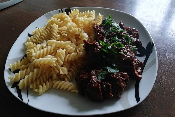Flunzes Beef Ragout with Mushrooms and Chocolate