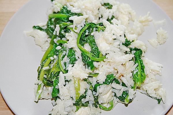 Fresh Spinach on Basmati Rice with Lemon and Olive Oil