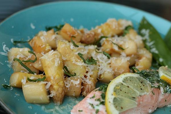 Fried Asparagus with Lemon and Grana Padano