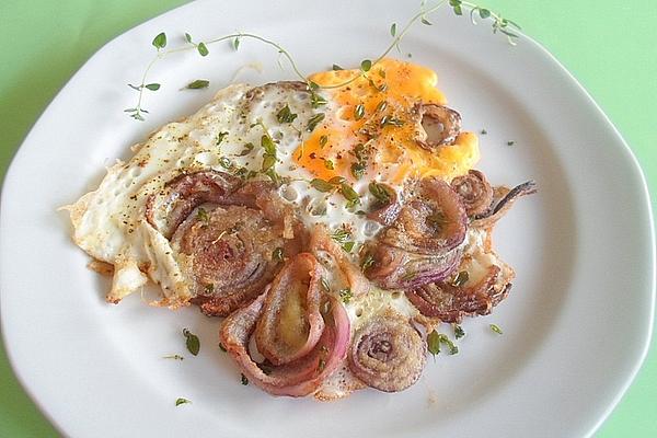 Fried Eggs in Onion Bed with Sage
