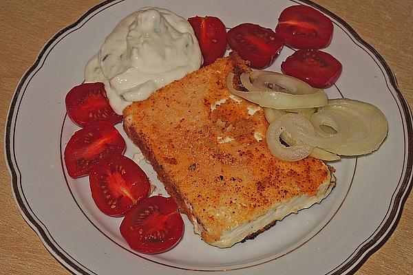 Fried Feta Cheese with Onions