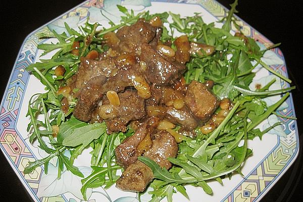 Fried Foie Gras with Pears and Arugula