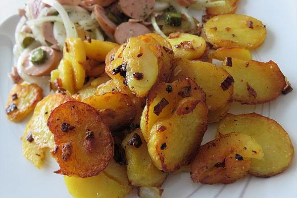 Fried Potatoes from Jacket Potatoes with Onions and Herb Salt