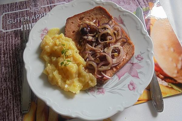 Fried Potatoes with Meat Loaf and Salad