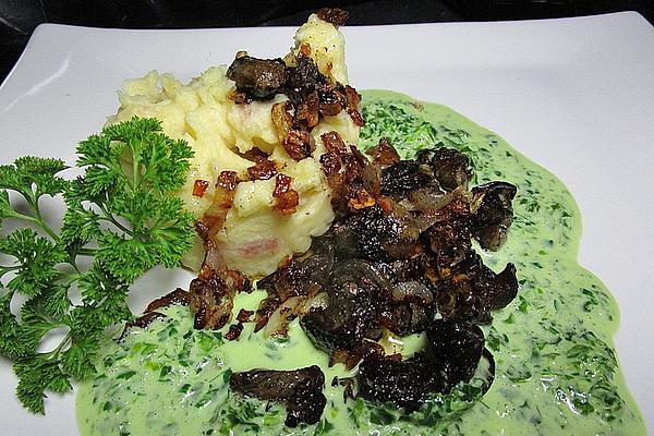 Fried Snails with Garlic and Parsley Cream on Mashed Potatoes