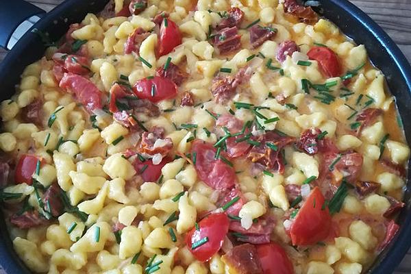 Fried Spaetzle with Tomato Sauce