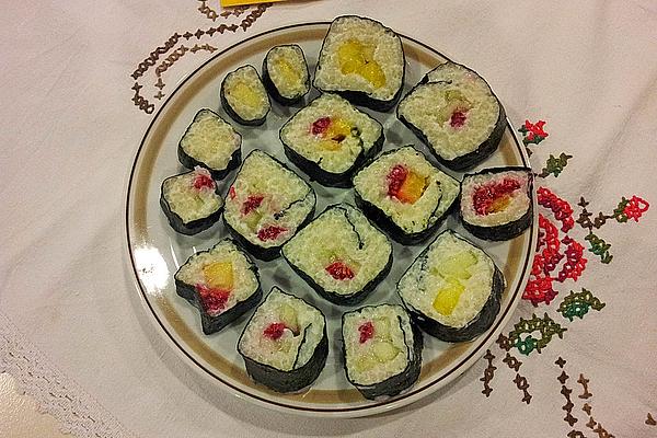 Fruit Sushi with Rice Pudding