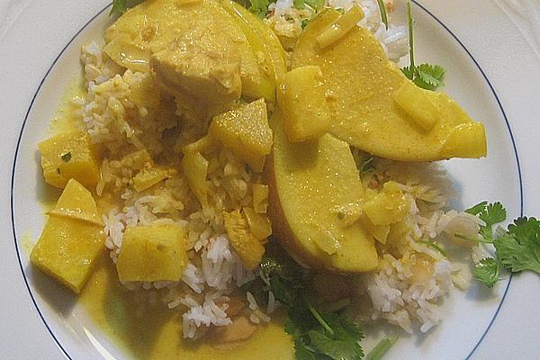 Fruity Chicken Curry with Almond Rice