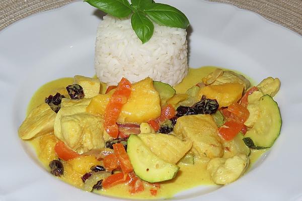 Fruity Chicken Curry with Mango, Bell Pepper and Cranberries