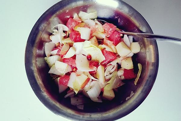 Fruity Salad with Nuts, Chicory, Apple, Grapefruit and Pomegranate