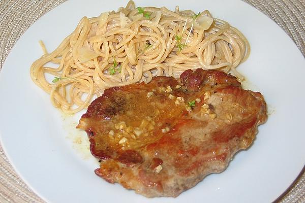 Garlic Cutlet with Cheese Spaghetti