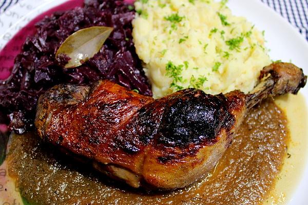 Glazed Leg Of Duck with Red Wine Sauce