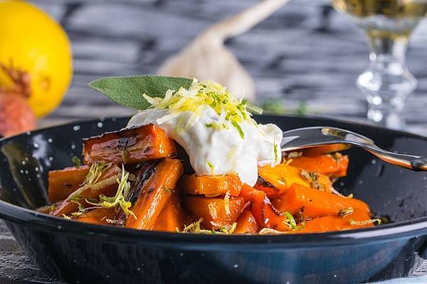 Glazed Thyme and Honey Carrots with Lime Yogurt