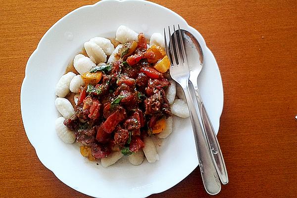 Gnocchi and Tomato Salad with Green Pesto