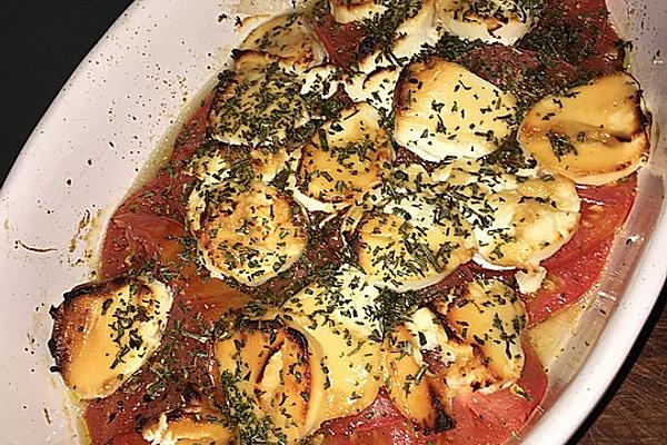 Goat Cheese Au Gratin with Honey on Tomatoes