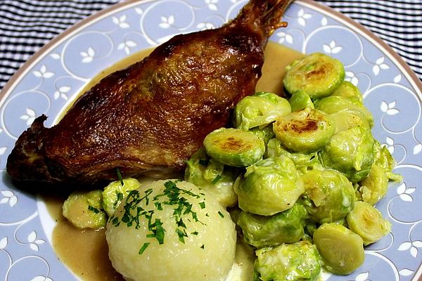 Goose Legs with Brussels Sprouts