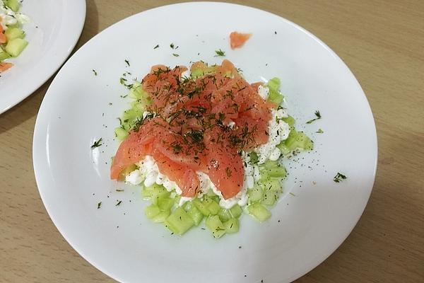 Grainy Cream Cheese with Salmon and Cucumber
