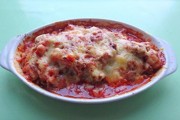 Gratinated Maultaschen with Minced Meat