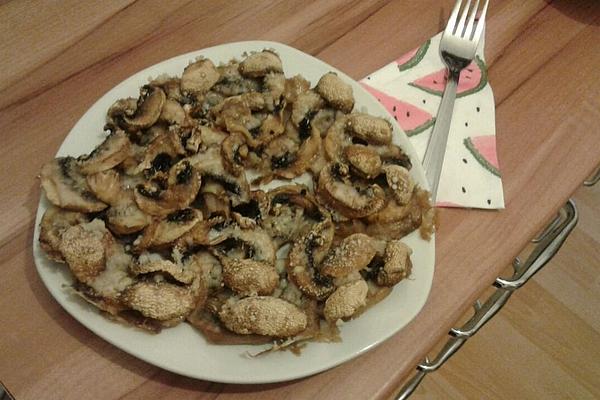 Gratinated Mushrooms with Cheese Crumbs