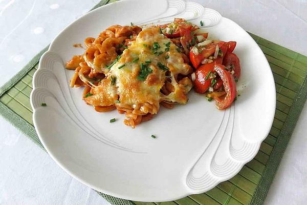 Gratinated Pasta Casserole with Chicken Breast Fillet and Zucchini