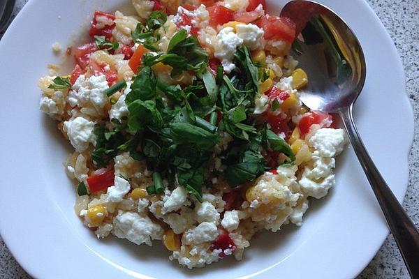Greek Rice Pan with Vegetables and Feta Cheese