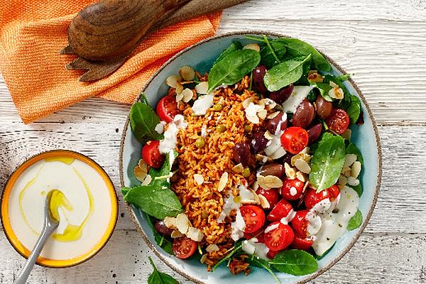 Greek Rice Salad with Roasted Almonds