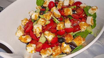 Greek Shepherd`s Salad with Fried Anchovies