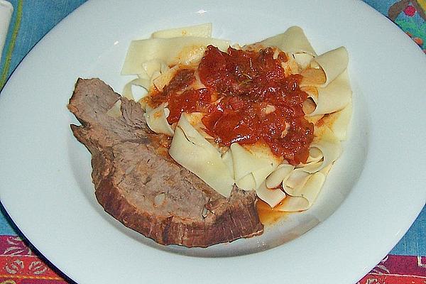 Greek Veal in Tomato Sauce with Noodles