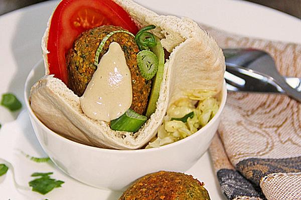 Green Chickpea Balls (falafel) with Sesame Sauce