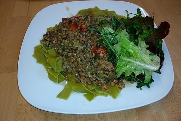 Green Tagliatelle with Lentils