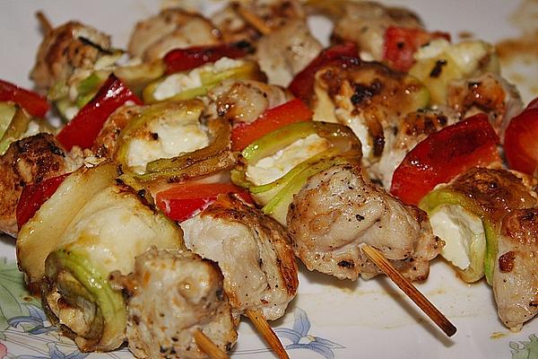 Grill Skewers with Feta and Zucchini