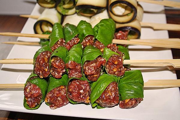 Grilled Beef Basil Rolls