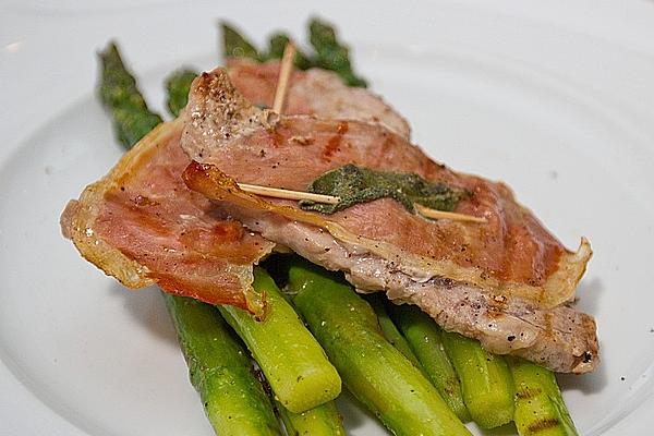 Grilled Green Asparagus with Saltimbocca