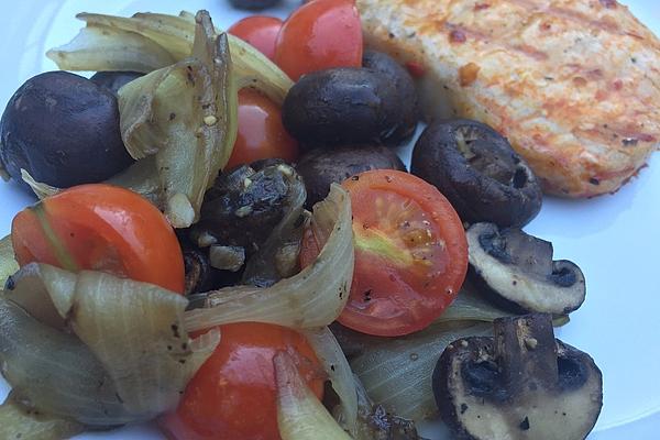 Grilled Mushroom and Tomato Pan