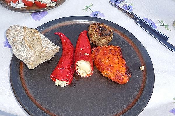 Grilled Peppers with Goat Cheese and Herbs Filling