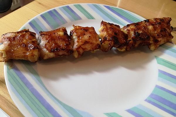 Grilled Ravioli Bacon Skewers
