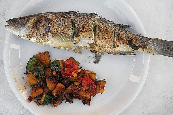 Grilled Sea Bass with Mediterranean Zucchini Vegetables