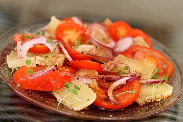 Harz Cheese Salad with Red Onions and Tomatoes