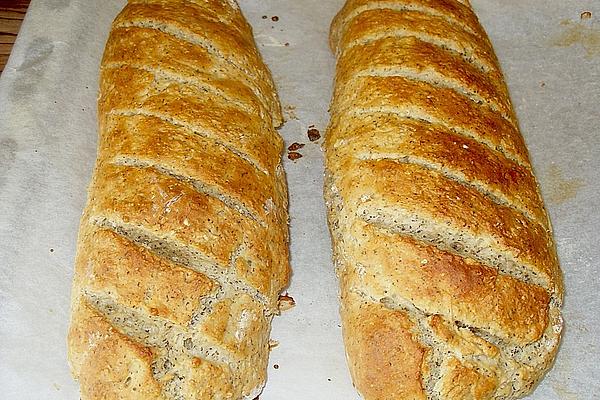 Healthy and Light Wheat Bread with Oat Flakes and Poppy Seeds
