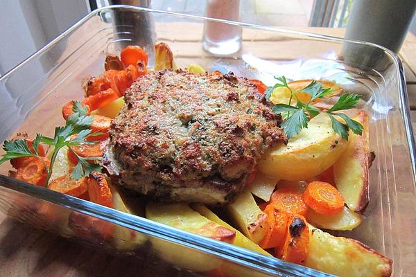 Herb Chop with Carrots and Potatoes from Oven