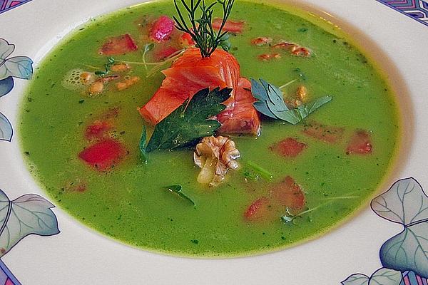 Herbal Cream Soup with Stremel Salmon