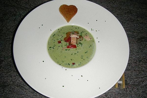 Herbal Soup with Cream and Smoked Trout Fillet