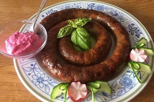 Homemade Easter Sausage with Beetroot Horseradish