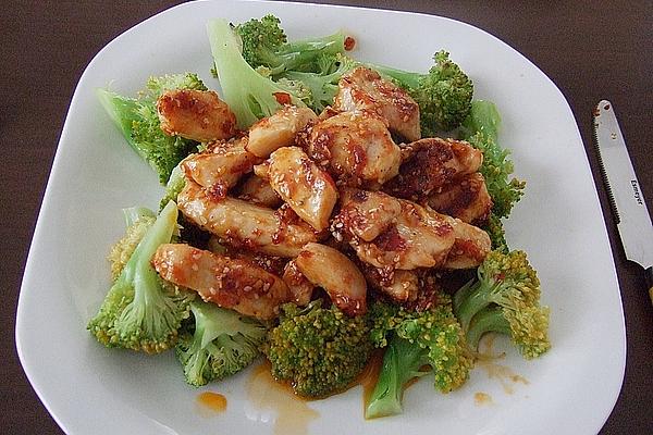 Honey Chicken Breast with Sesame Seeds and Broccoli