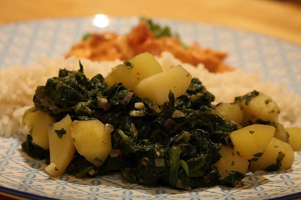 Indian Style Potatoes with Spinach
