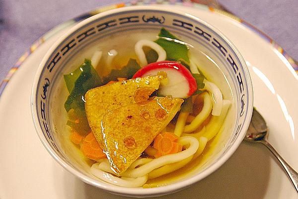 Japanese Noodle Soup with Deep Fried Tofu