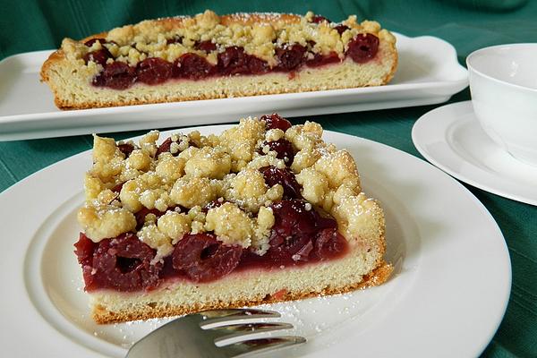 Juicy Cherry Crumble Cake from Tray