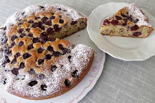 Juicy Sponge Cake with Cherries and Chocolate Chips