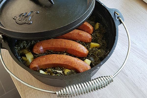 Kale with Sausage and Potatoes from Dutch Oven