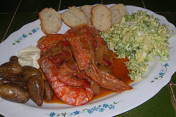 King Prawns in Tomato-garlic Stock